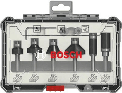 Conjunto de Fresas de Acabamento e Rebordeamento BOSCH 2607017470 (6 Peças - Haste 1/4")