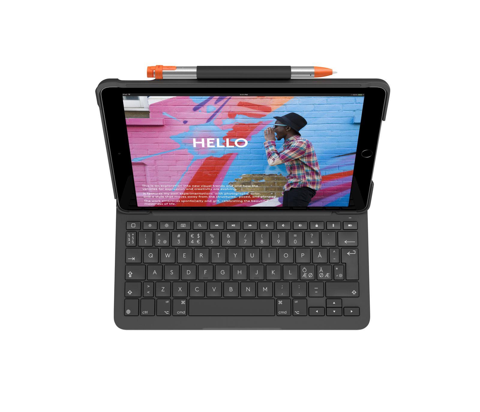 Teclado LOGITECH Slim Folio (Nórdico - Padrão - Bluetooth - Grafite) — miniatura 2