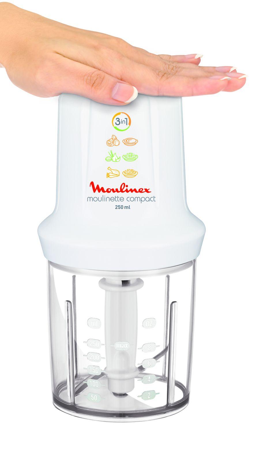 Picadora MOULINEX Moulinette Compact DJ300110 (270 W - 0,25 l - Plástico - Branco) — miniatura 5