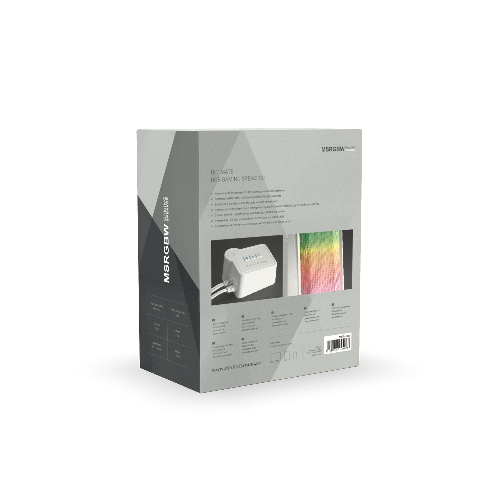 Colunas MARS GAMING MSRGBW (Com fios e sem fios - 15 W - 2.0 canais - Branco), miniatura 8