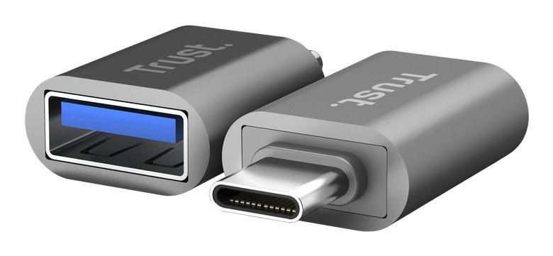 Adaptadores USB TRUST Calyx 26221 (Tomada USB-A - Ficha USB-C - Windows 11 - Cinzento)