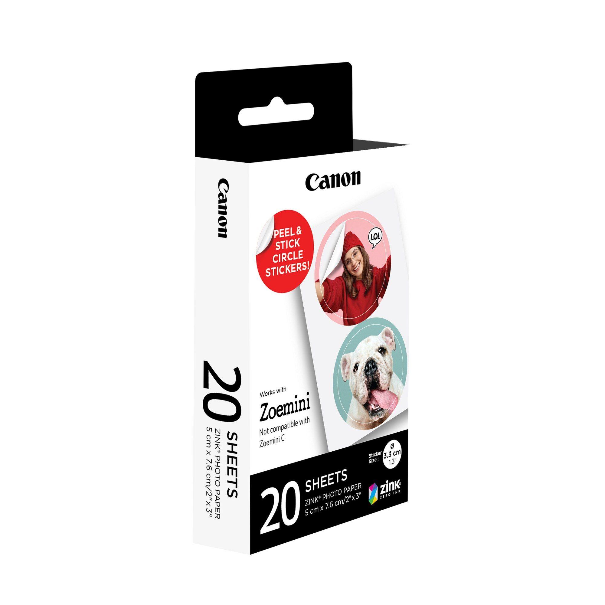 Papel Fotográfico Autocolante CANON ZP-2030-2C (ZINK - 20 folhas - 3,3 cm)