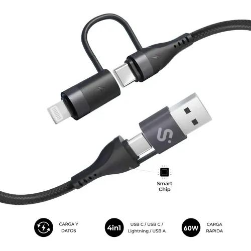 Cabo USB 4 em 1 SUBBLIM TOP 4IN1 (1 m - USB-C - Preto)