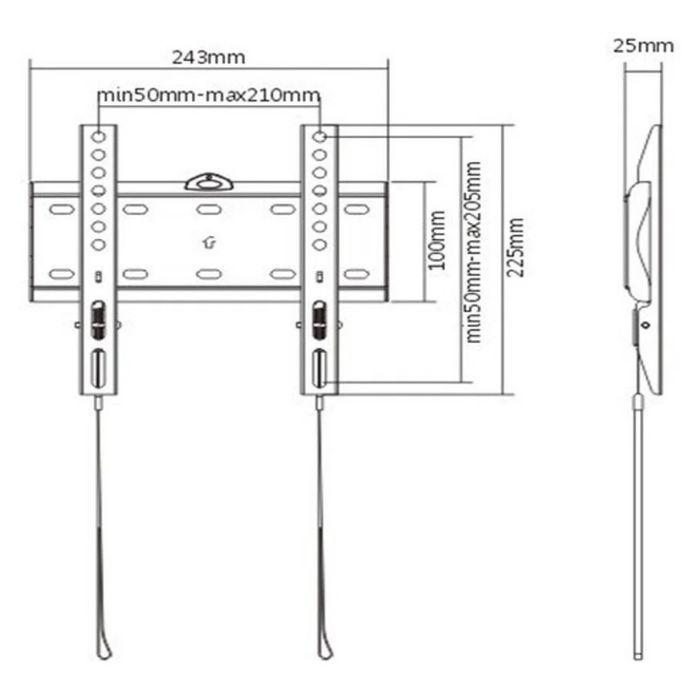 Suporte de Parede TV GEMBIRD WM-42F-01 (200 x 200 mm - 75 x 75 mm - 106,7 cm - Preto), miniatura 3