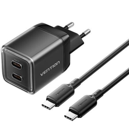 Carregador de Parede VENTION TZ-FCFB0-EU (45 W - GaN - Preto)