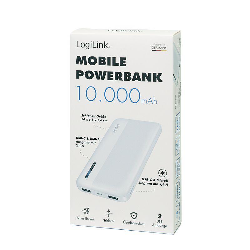 Powerbank LOGILINK PA0338WRF (10000 mAh - 12 W - Micro-USB + USB Type-C - Branco), miniatura 4