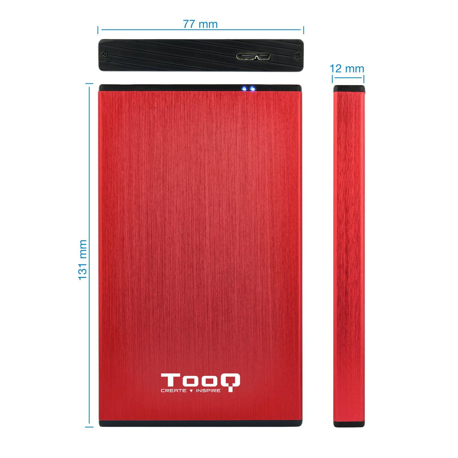 Caixa Externa TOOQ TQE-2527R (2.5" - SATA, SATA II, SATA III - Vermelha), miniatura 3