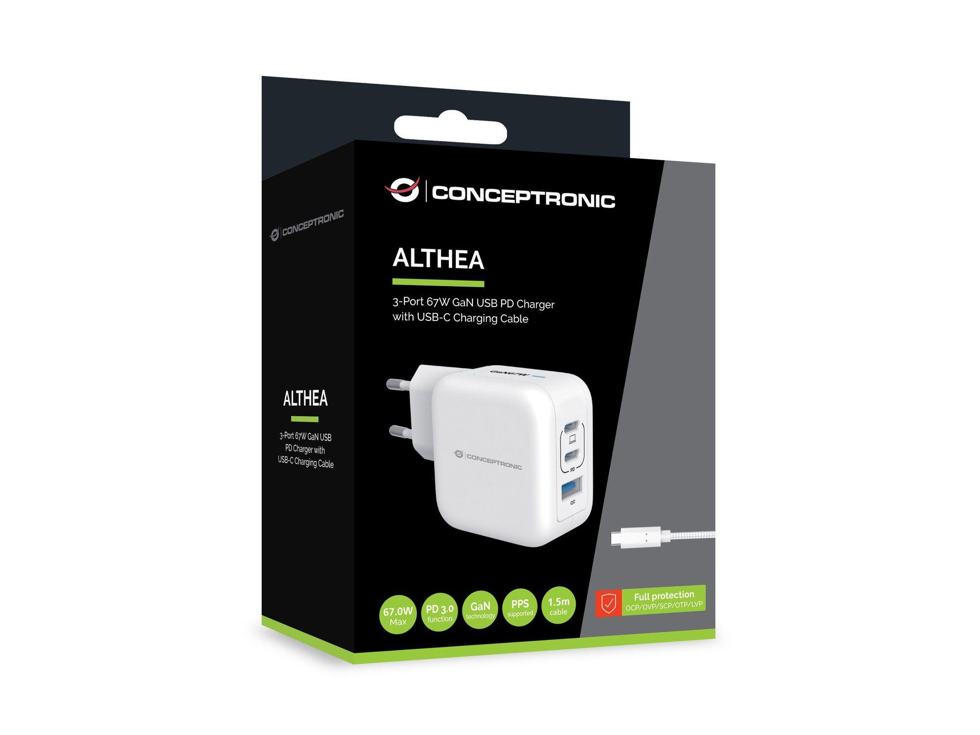 Carregador de Parede CONCEPTRONIC ALTHEA17W (67 W - Branco), miniatura 2