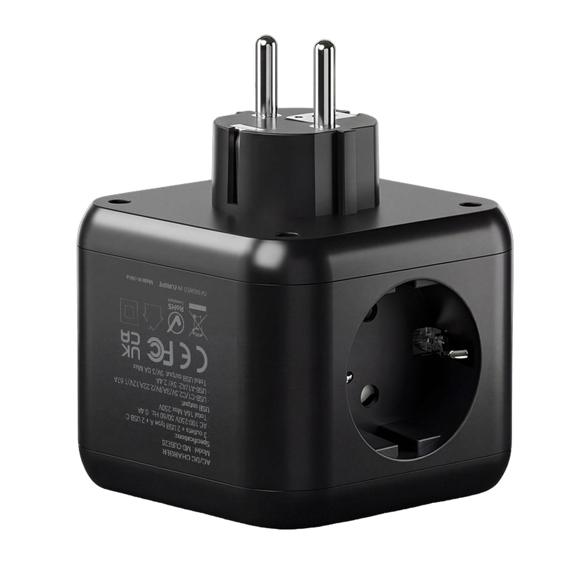 Carregador de Parede e Distribuidor de Energia MARS GAMING MDCUBE20 (Preto) — miniatura 4