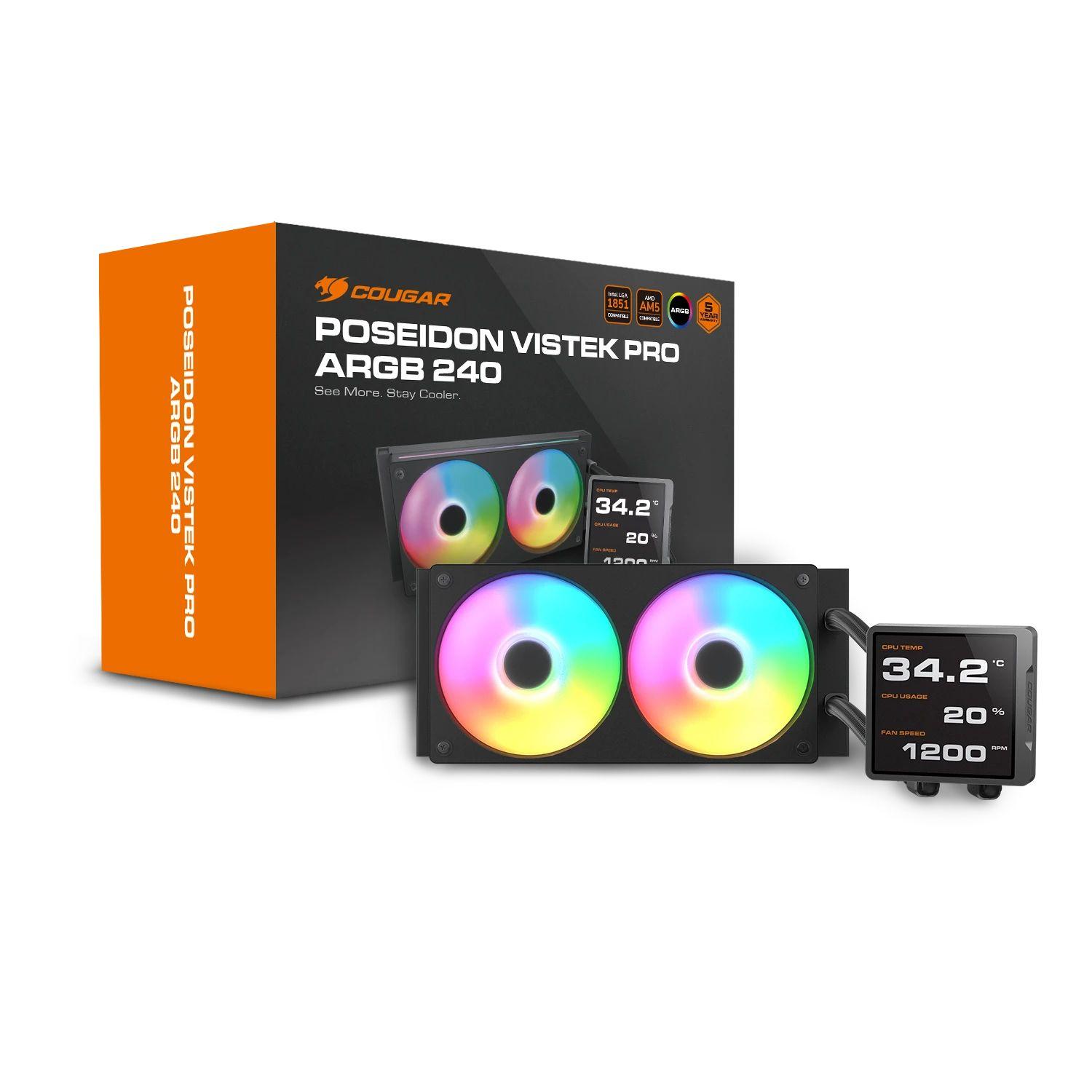 Sistema de Refrigeração Líquida COUGAR Poseidon Vistek Pro ARGB 240 (Ecrã IPS 3,95 polegadas - Preto), miniatura 5