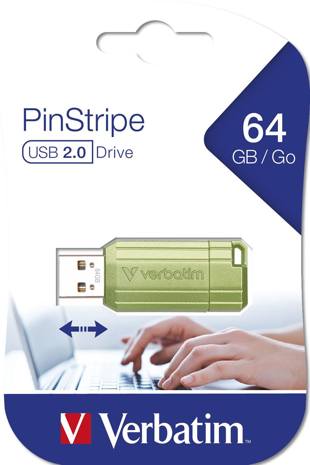 Pen USB VERBATIM Store 'n' Go Pinstripe 49964 (Deslizante - USB Type-A - 12MB/s - Verde Eucalipto) — miniatura 2