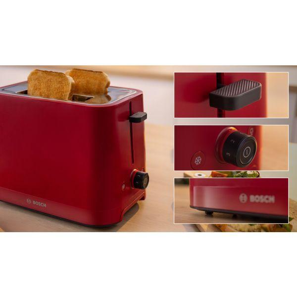Torradeira BOSCH TAT3M124 (950 W - 2 fatias - Plástico - Vermelho), miniatura 2