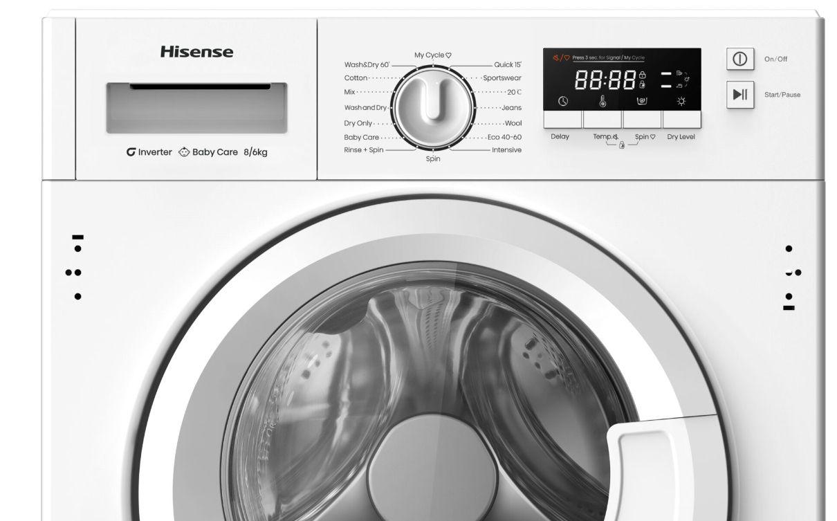 Máquina de Lavar e Secar Roupa Encastre HISENSE WD3M841BWIES (Altura 83 cm - 85 cm - 8 kg - Branco), miniatura 3