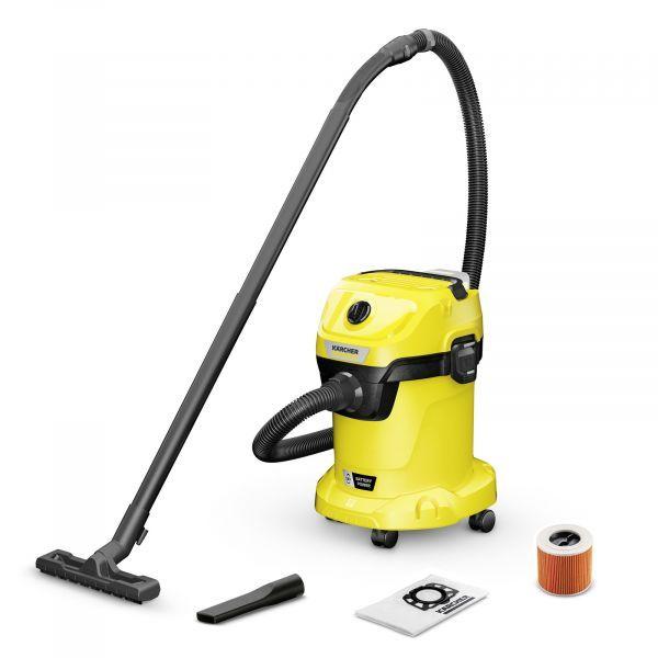 Aspirador de Tambor KÄRCHER WD 3-18 V-17/20 (Altura 49,2 cm - 17 L - Tapete, piso duro - Preto/Amarelo)