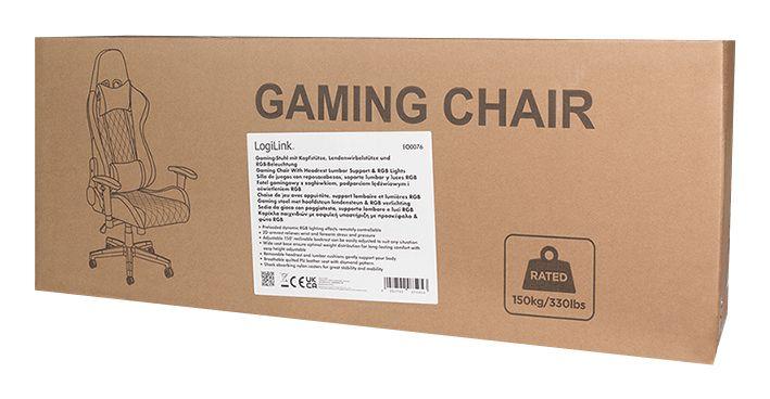 Cadeira Gaming LOGILINK EO0076 (150 kg - 133 cm - PVC, Couro - Preto e Vermelho) — miniatura 6