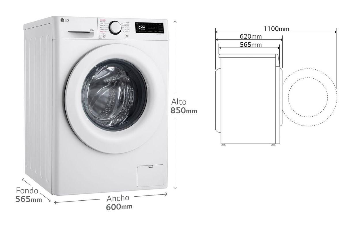 Máquina de Lavar e Secar Roupa Independente LG F4DR5009A3W (A - 9 kg - 6 kg - Branco), miniatura 3