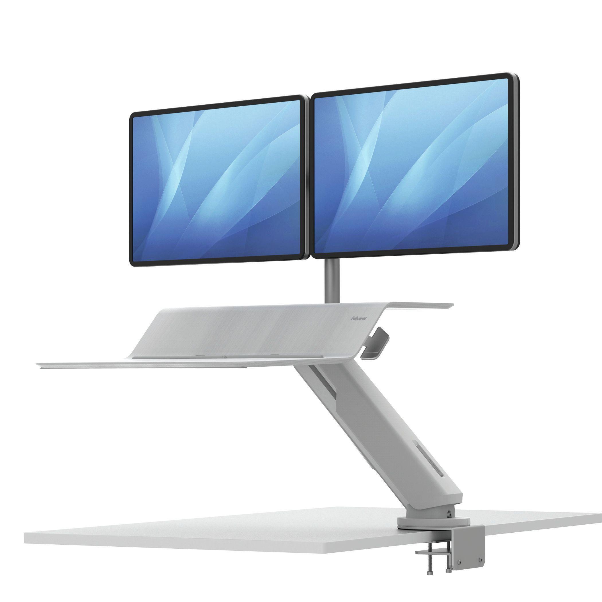 Estação de Trabalho Senta-Levanta FELLOWES Lotus RT (Braço Duplo para 2 Monitores até 26" - Branco) — miniatura 3