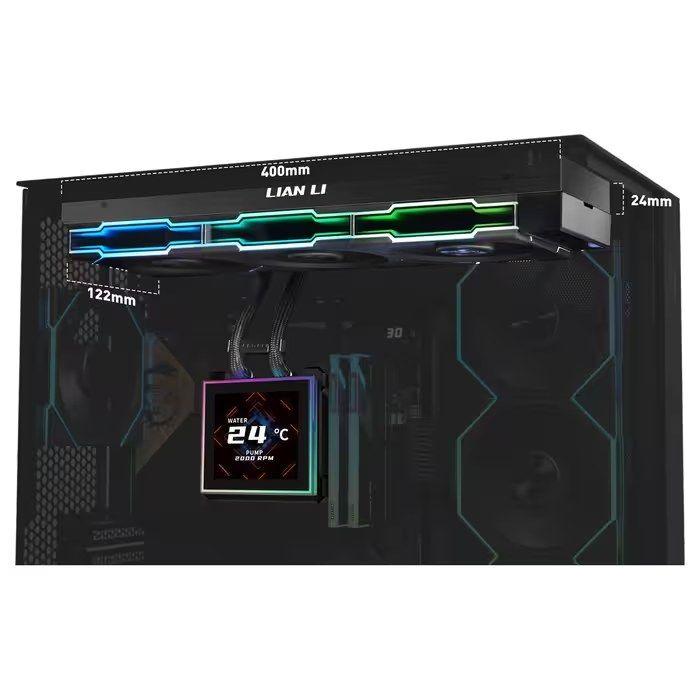 Kit de Refrigeração Líquida LIAN LI HydroShift II LCD-S 360TL Wireless (LGA 1700, LGA 1851, AM4, AM5 - Preto) — miniatura 4