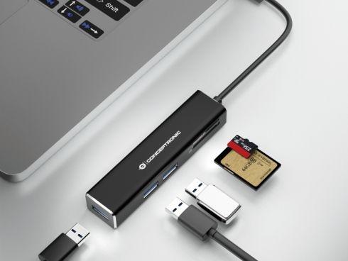 Hub USB-C CONCEPTRONIC DONN08B (20 cm - Preto) — miniatura 5