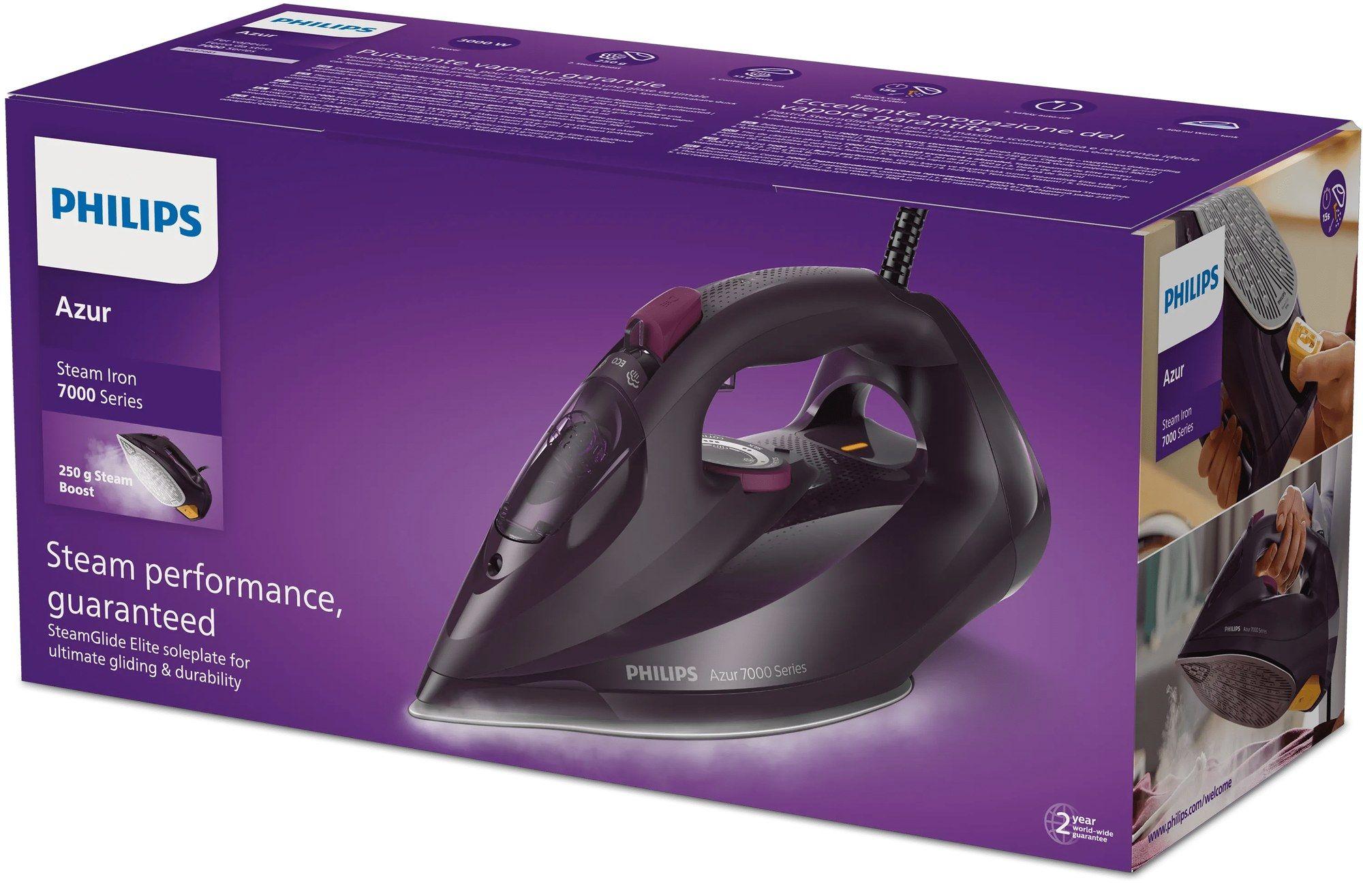 Ferro de Engomar a Vapor PHILIPS DST7061/30 (3000 W - 0,3 l - Base de ferro SteamGlide Elite - Roxo) — miniatura 4