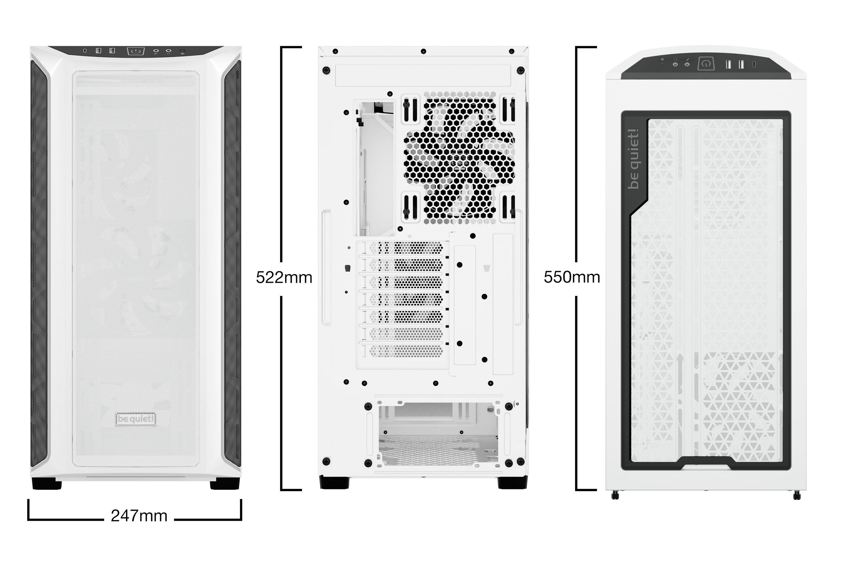Caixa PC BE QUIET! Shadow Base 800 DX (ATX, EATX, micro ATX, Mini-ITX - ATX, PS2 - Midi Tower - Branco) — miniatura 2
