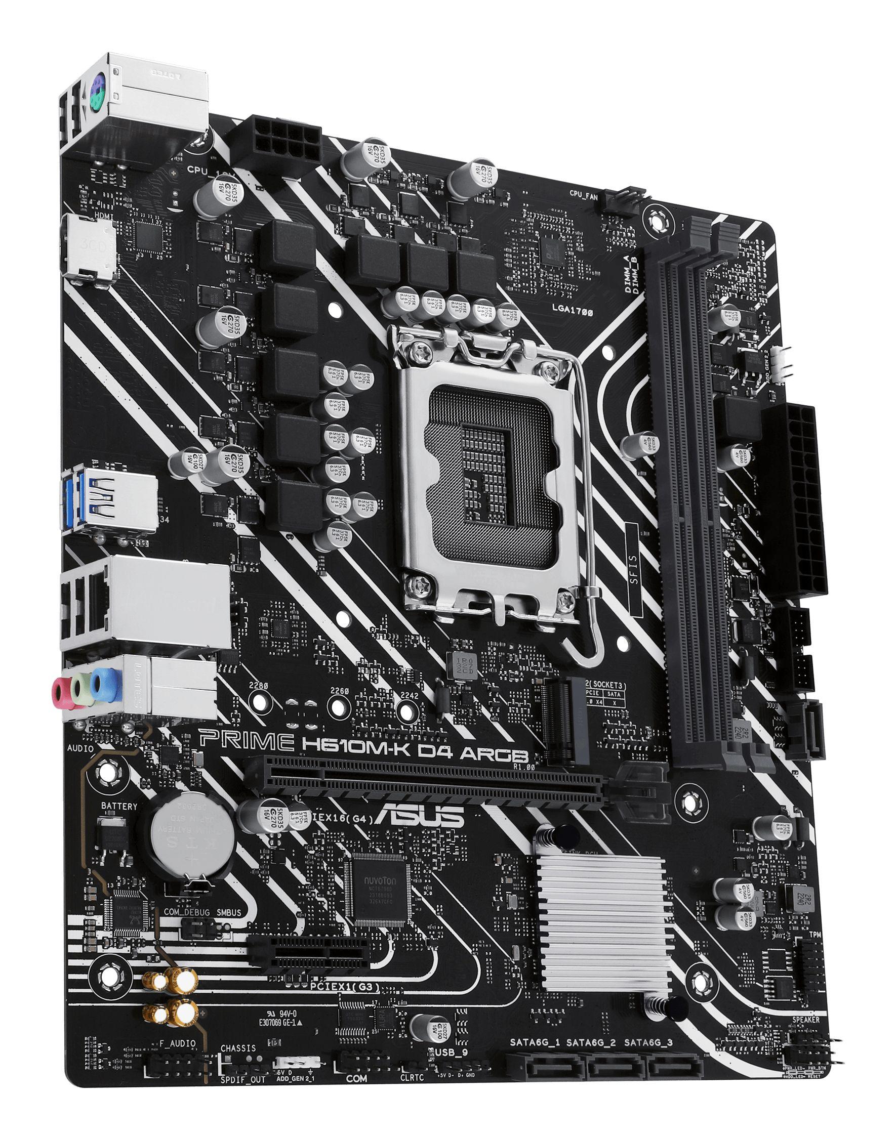 Motherboard ASUS PRIME H610M-K D4 ARGB (LGA 1700 - micro ATX - Duplo canal), miniatura 4