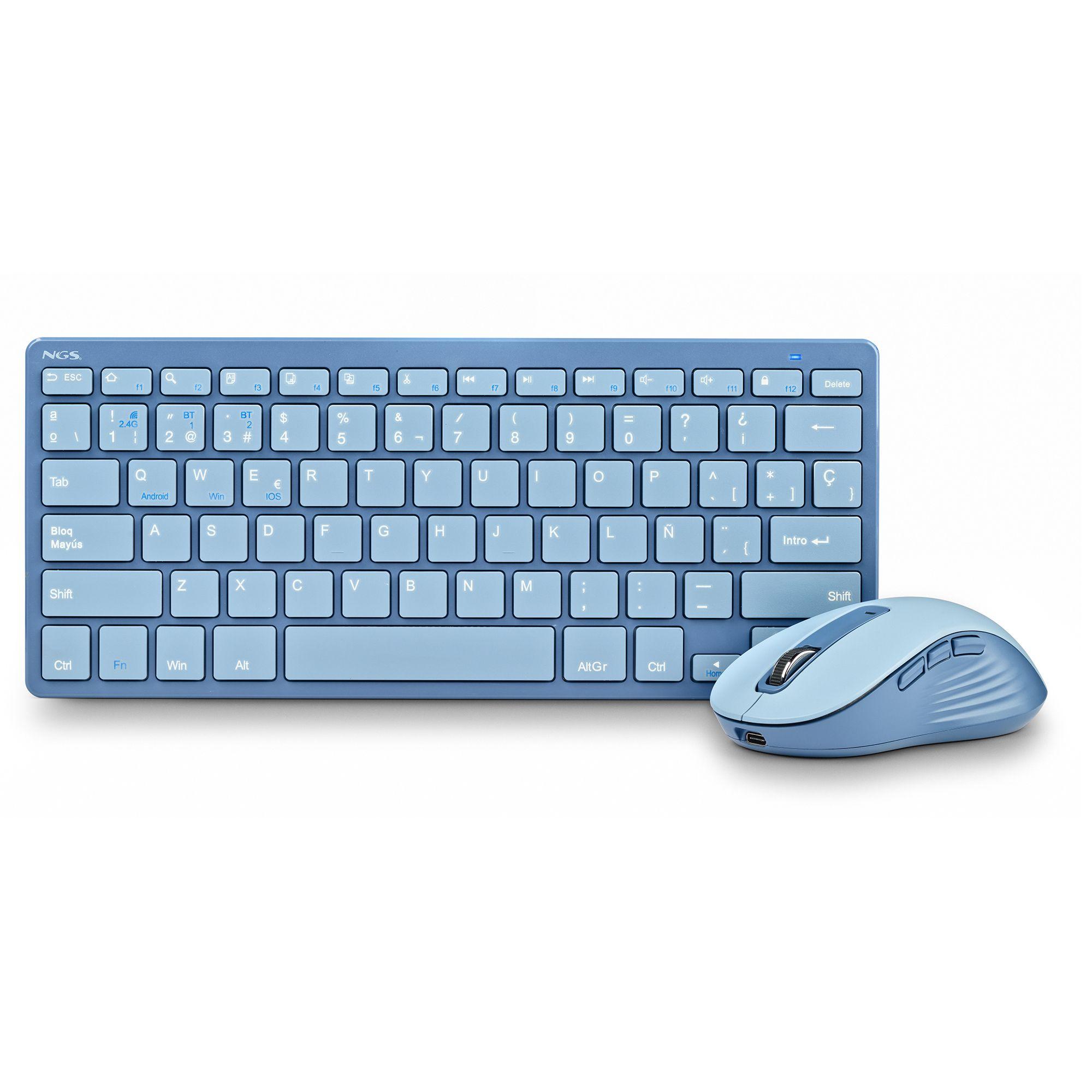 Teclado e Rato NGS Fantasy Kit Blue (Espanhol - Mini - RF Wireless + Bluetooth - Azul) — miniatura 2