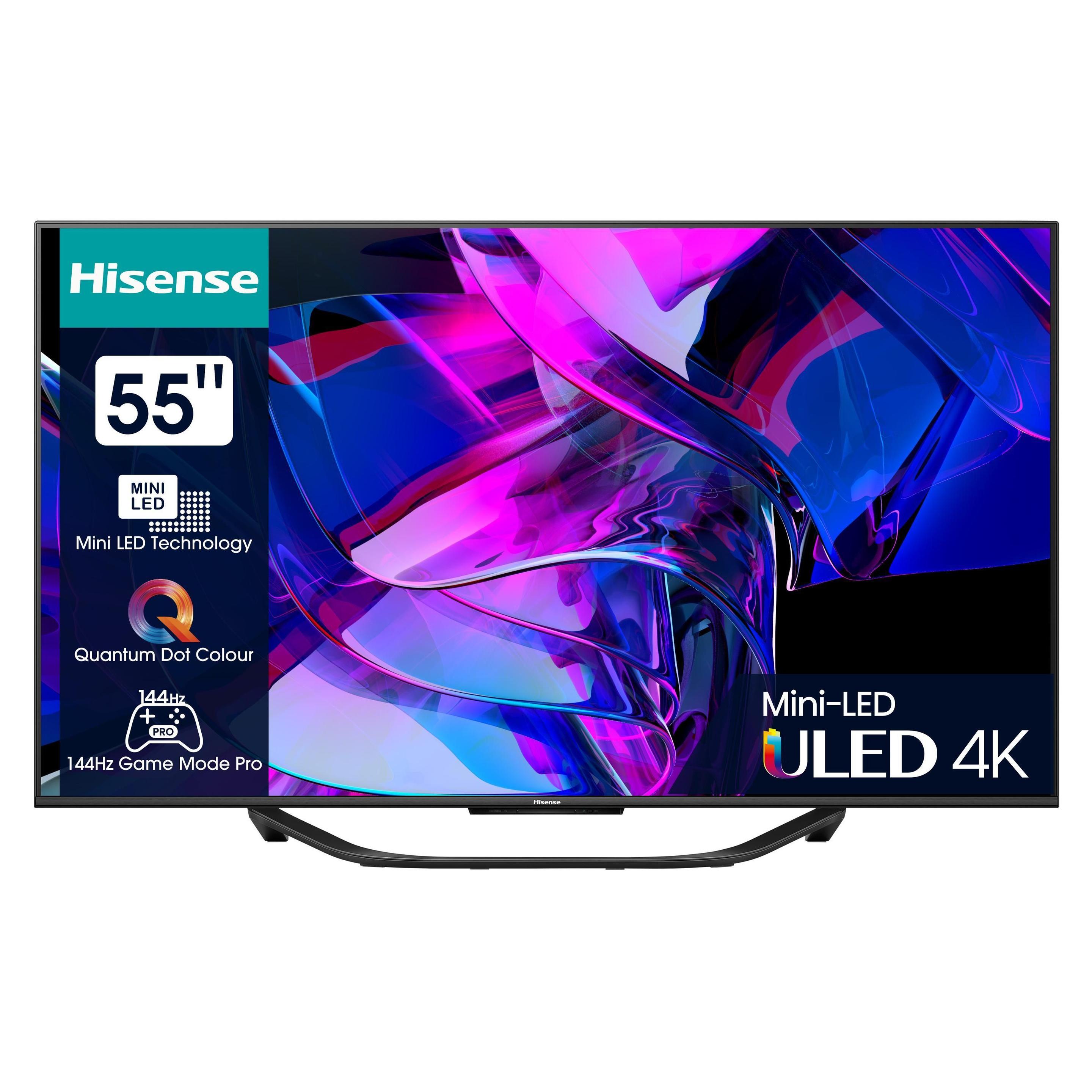 Televisão HISENSE TV 55U7KQ (55" - 4K Ultra HD Mini LED - 144 Hz - Preto)