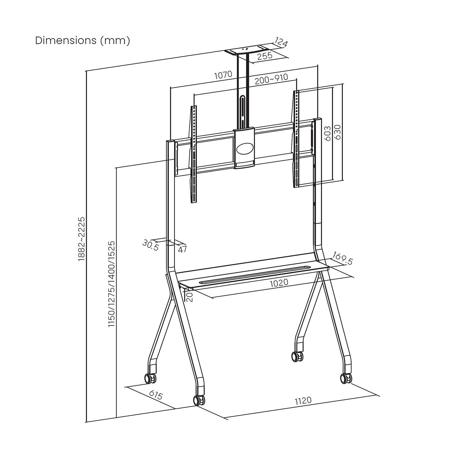 Suporte de Chão para TV AISENS FT86FE-369 (900 x 600 mm - 200 x 200 mm - 2,54 m - Preto), miniatura 6