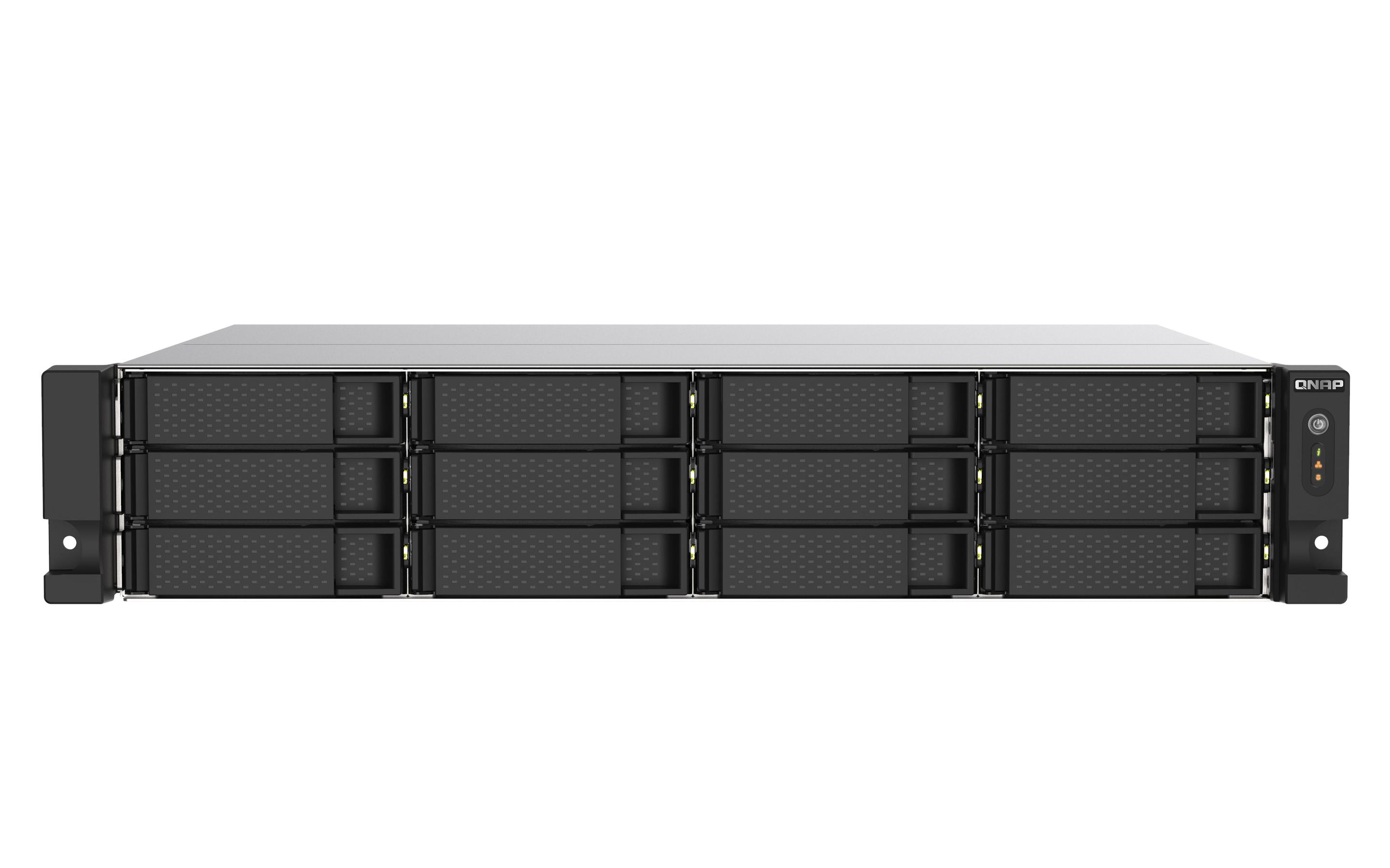 NAS QNAP TS-1273AU-RP-8G (Serial ATA II, Serial ATA III - 8 GB - 12 baias - Alumínio e Preto)
