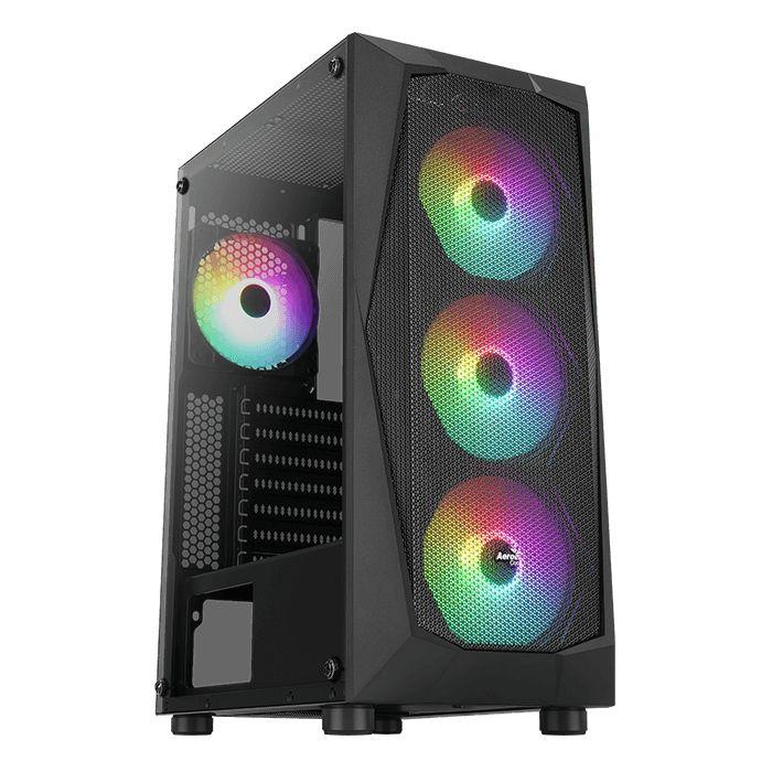 Caixa ATX AEROCOOL Falcon ARGB (ATX, micro-ATX, Mini-ITX - Torre média - micro-ATX, Mini-ITX, ATX - Preto)