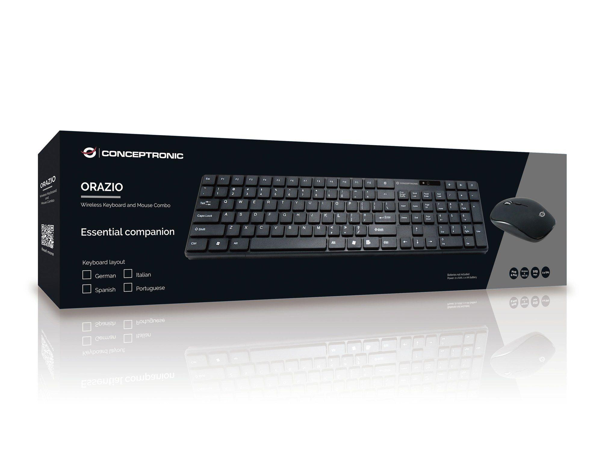 Conjunto de Teclado e Rato CONCEPTRONIC ORAZIO01DE (Alemão - Tamanho completo - RF Wireless - Preto), miniatura 4
