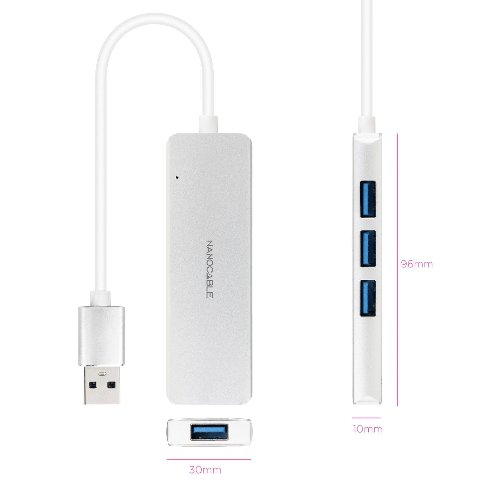 Hub USB NANOCABLE 10.16.4602 (0,18 m - Prateado) — miniatura 2