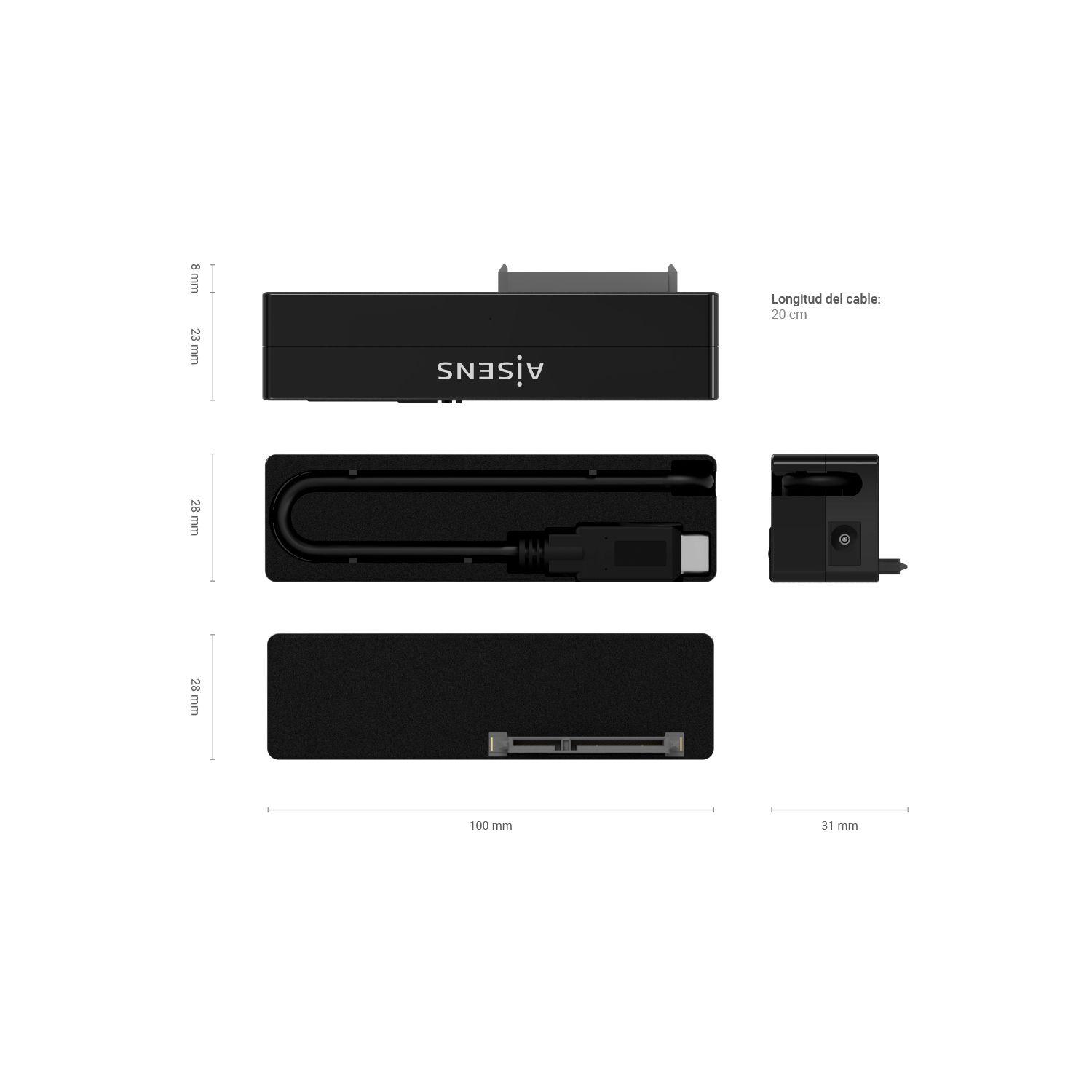 Adaptador SATA AISENS ASE-35C02B (2 TB - 2,5/3,5 polegadas - 4200 RPM / 5400 RPM / 7200 RPM - Preto), miniatura 4