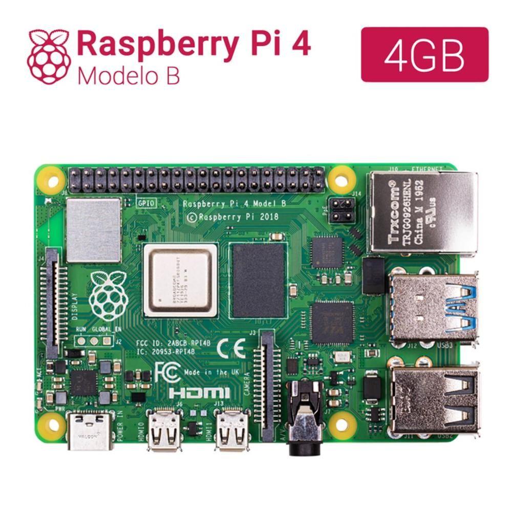 Placa SBC RASPBERRY Pi 4 Modelo B (Android - BCM2711 - 4 GB)