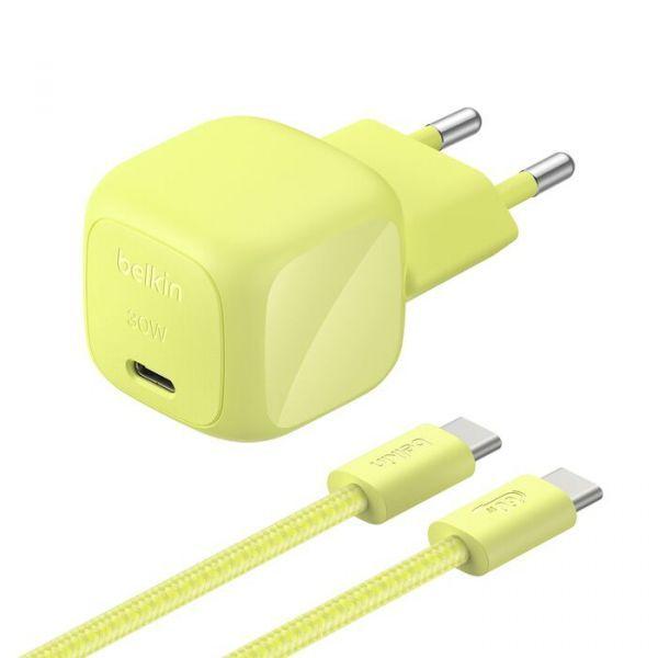 Carregador de Parede BELKIN WCA008KQ2MGR-B6 (USB-C para USB-C - Computador portátil - Cinzento)