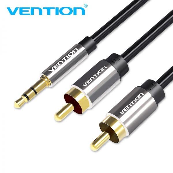 Cabo de Áudio VENTION BCFBF (1 m - 2 x RCA macho - Jack de 3,5 mm macho - Preto) — miniatura 3