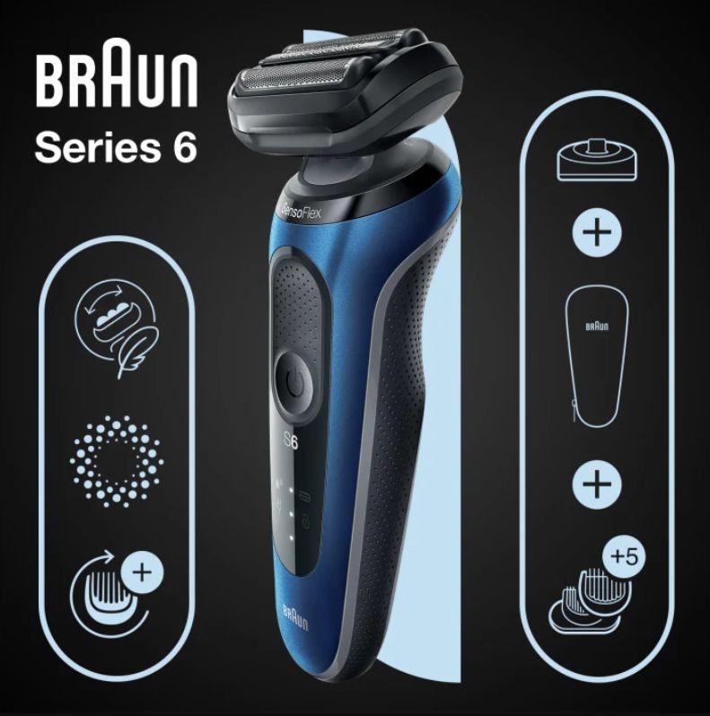 Máquina de Barbear BRAUN Series 6 61-B4500cs (Azul e Preto), miniatura 2