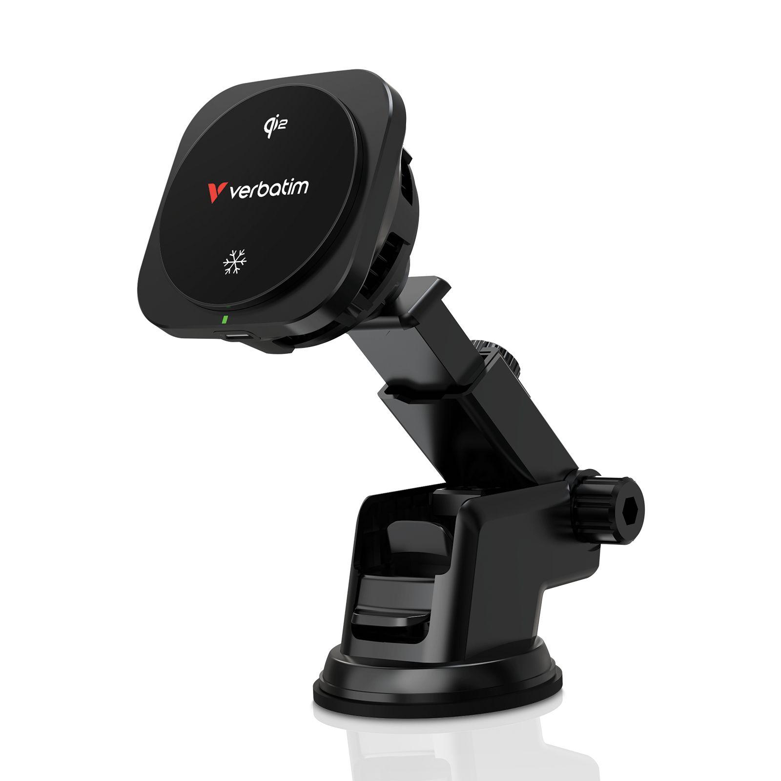 Carregador Sem Fios Automóvel Magnético VERBATIM Charge 'n' Drive Qi2 (15 W - Smartphone - Android, iOS - Preto)