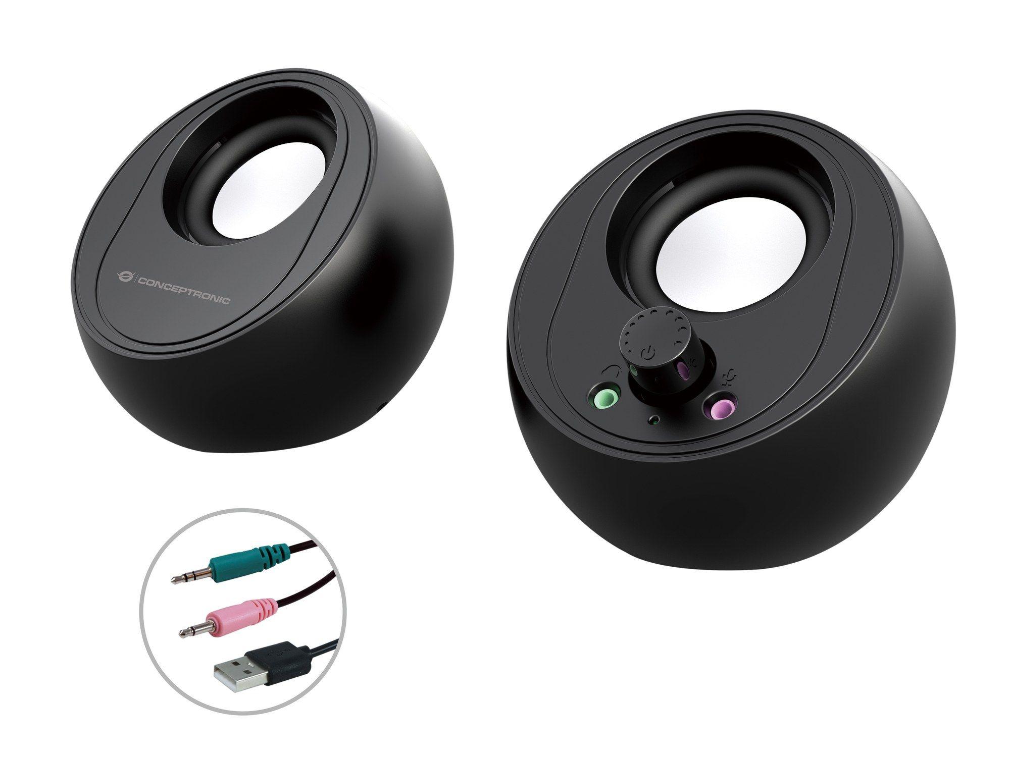 Colunas CONCEPTRONIC BJORN01B (10 W - Com fios e sem fios - Preto)