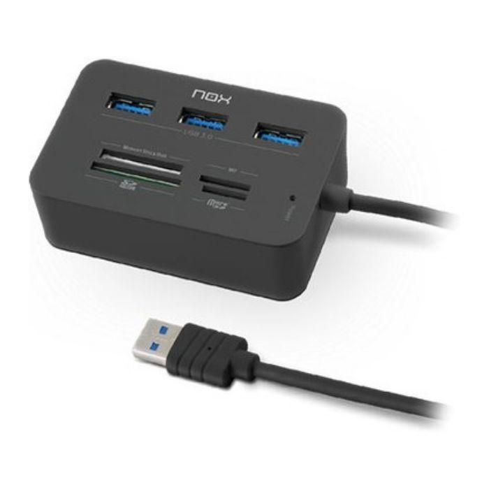 Hub USB com Leitor de Cartões NOX Lite Reader One (Preto) — miniatura 2