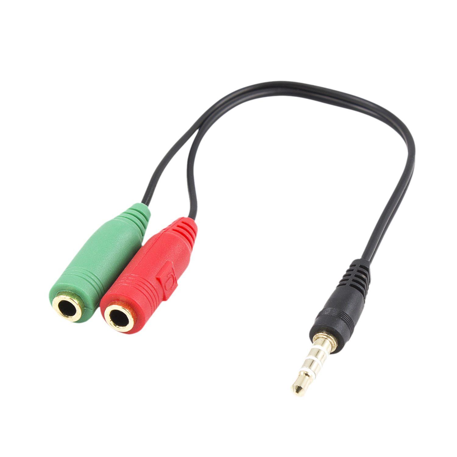 Cabo Adaptador de Áudio EWENT EC1640 (0,15 m - 2 x 3.5mm - 3.5mm - Preto)