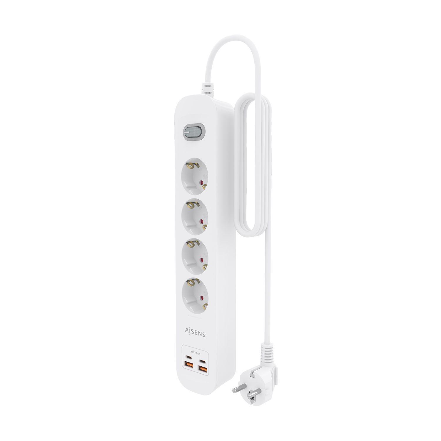 Bloco de Tomadas AISENS ASPS-2A2C12-W (Cobre - Branco) — miniatura 3