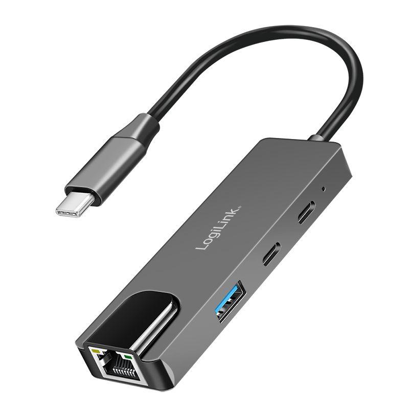 Hub USB-C LOGILINK UA0432 (Cinzento)