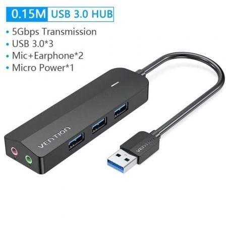 Hub USB 3.0 VENTION CHIBB (0,15 m - Preto)