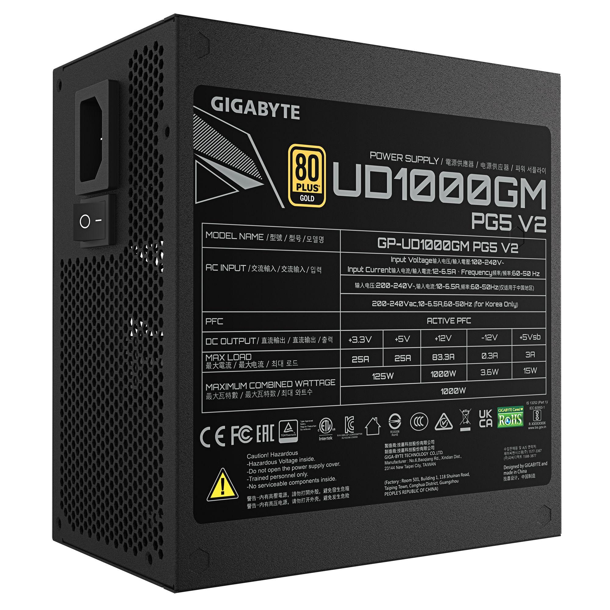 Fonte de Alimentação GIGABYTE GP-UD1000GM PG5 V2 (ATX - 1000 W - 80 PLUS Gold - Preto), miniatura 5