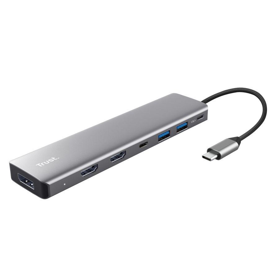 Adaptador Multipporto TRUST Dalyx 7-em-1 (0,16 m - USB Type-C - Windows 10, Windows 11 - Cinzento)