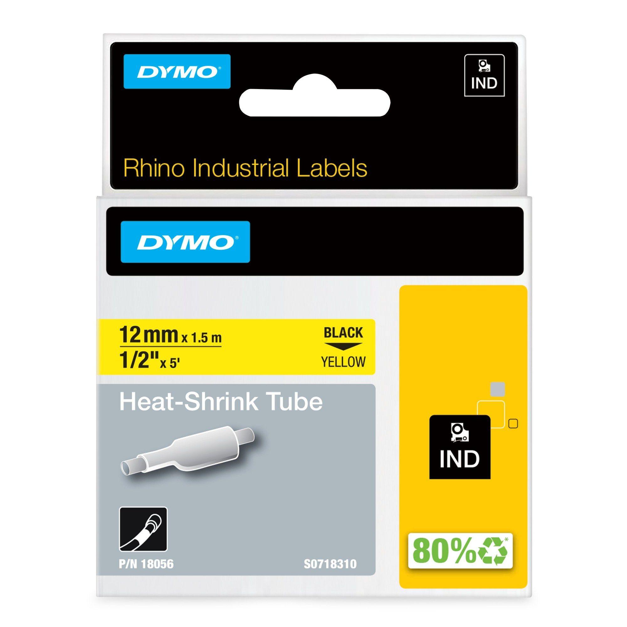 Tubo Termorretrátil para Rotuladora DYMO ID1-12 (Preto sobre Amarelo)
