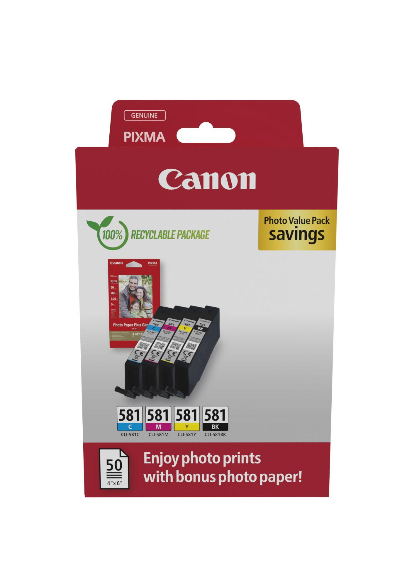 Multipack de Tinteiros CANON 2106C006 (CLI-581 BK/C/M/Y - Preto, Ciano, Magenta e Amarelo)