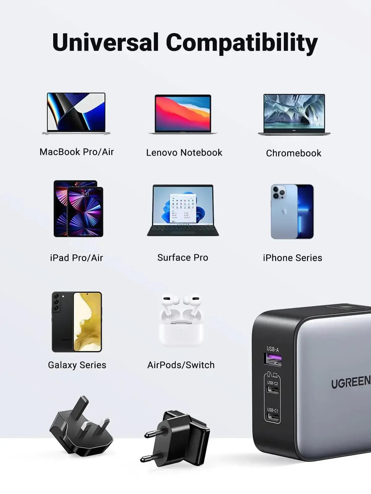 Carregador UGREEN Nexode 90409 (65 W - GaN - Cinzento), miniatura 3